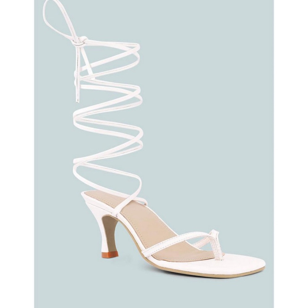 INC white strappy heels